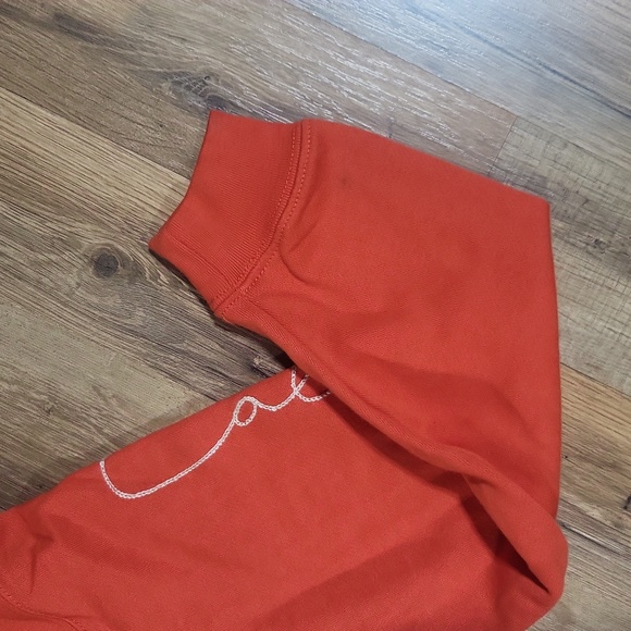 KENDALL & KYLE Orange Emroidered Sleeve Oversized Cropped Fleece Sweatshirt - Picture 9 of 13